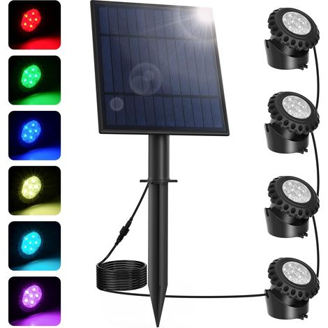 Lampe solaire pour bassin NATPOW, éclairage LED submersible pour poissons, éclairage sous-marin RGB à changement de couleur, projecteur paysager crépuscule-aube, éclairage de jardin étanche pour pisci (1/5)
