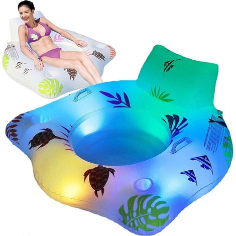 Matelas gonflable pour piscine – Grande chaise longue de piscine – Bouées LED pour lac – Grande chaise longue de piscine (AAA) (1/5)