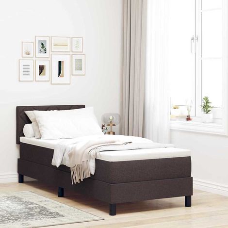 Boxspringbett mit Matratze Dunkelbraun 80 x 200 cm Stoff