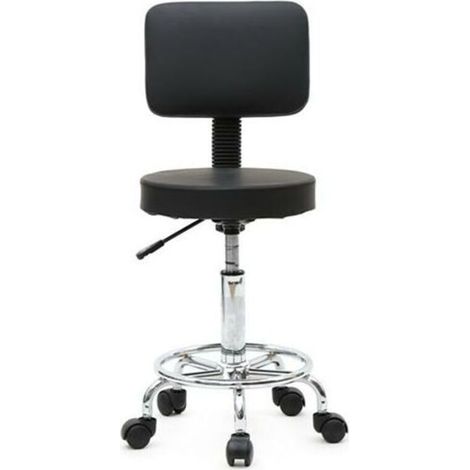 Tabouret de salon réglable de forme ronde avec dossier noir