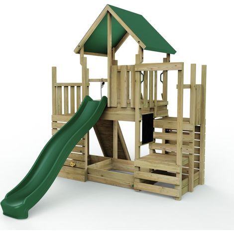 Rebo Modular Wooden Climbing Frame Adventure Playset - M21 with Ramp