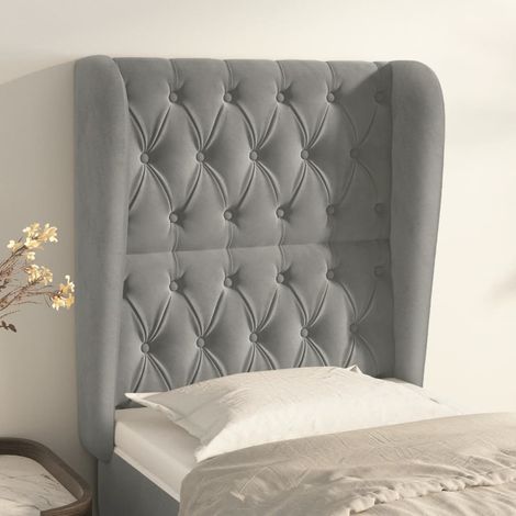 Tête de lit avec oreilles,Panneau de lit,Pour Lit adulte,Décoration murale Gris clair 83x23x118/128 cm Velours XZZ481778 (1/5)