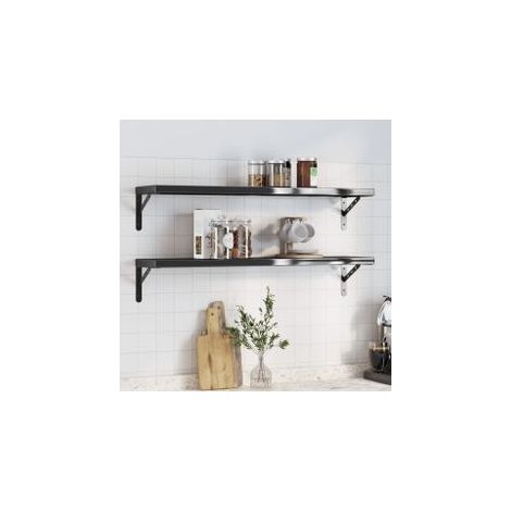 Étagères murales 2 pcs 100x23,5x3 noir acier inoxydable