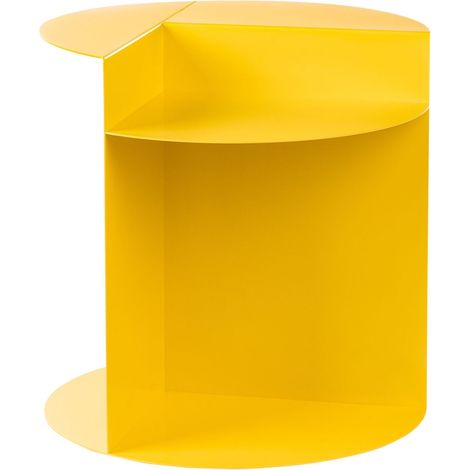 Tavolino basso rotondo in metallo giallo Taggart