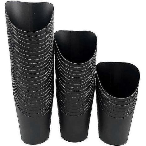 Gobelets porte-frites jetables - Contenants à collations en papier kraft de 400 ml pour les fêtes et les pique-niques (paquet de 100, noir) (1/4)