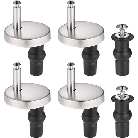 4Pcs Fixation Abattant WC,Kit de Fixation pour Abattant WC,Charnières Siège de Toilette Universelles à Dégagement Rapide, fixation Toilette Siège en Acier Inoxydable avec Vis (1/5)