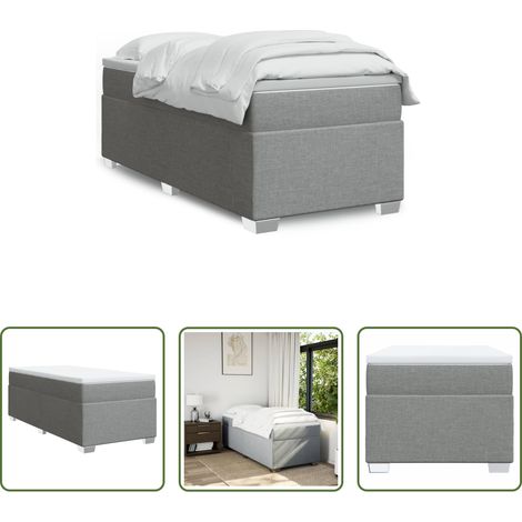 vidaXL Taschenfederkern - Boxspringbett mit Matratze Hellgrau 100x200 cm Stoff (1/5)