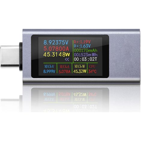 240W USB C Tester Meter Messgerät Phone Charging Tester USB Messgerät Strommessgerät Spannungsmesser USB Power Meter USB Tester Meter USB C Messgerät Voltmeter (1/5)