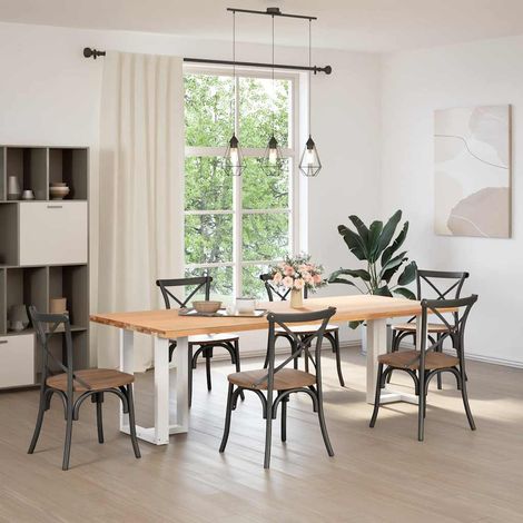 Maison Exclusive - Esstischbeine T-Form 2 Stk. Weiß 60x35x(72-73)