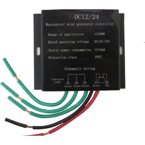 Contrôleur-régulateur de générateur éolien étanche 500 W DC12V/24V avec commutation automatique et fonction de charge de batterie (1/5)