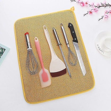 Grand tapis égouttoir à vaisselle en tissu, torchon, égouttoir pour évier de cuisine 38 x 50 cm (1/2)