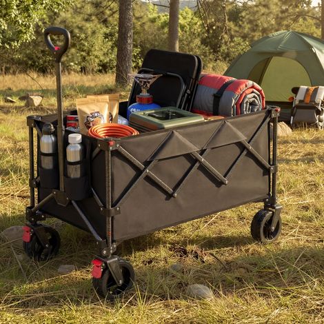Chariot de Transport Pliable avec 4 Roues Amovibles, pour Camping Extérieur, Capacité 150 kg, 150 L, Noir (1/5)