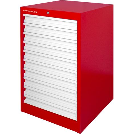 Mw Tools – Armoire d'atelier 10 tiroirs – Construction en tôle d'acier 0,7-1,0 mm – Ouverture 100% des tiroirs – Serrure à cylindre – DELK10