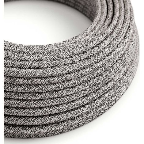 Creative-Cables Cavo elettrico rivestito in tessuto, Tweed Nero Onyx RS81, 2 x 0,75 mm², 50 m, Cotone e lino glitterato, Rotondo