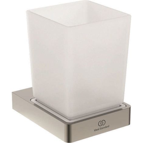 Brosse à dents en verre CONCA carré, avec support mural silver storm IDEAL STANDARD