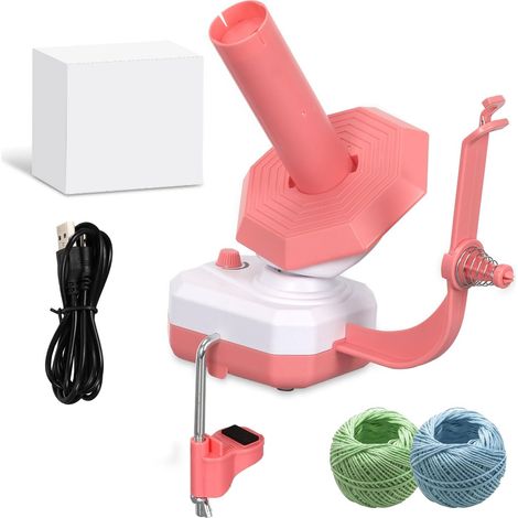mumisuto Enrouleur De Pelote De Fil Pratique, Enrouleur De Boule électrique, Bobinoir à Laine, Bobineur De Canette Automatique, Peut Enrouler Jusqu'à 10 Onces De Fil (Rose) (1/5)