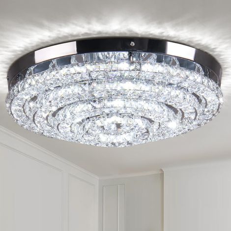 lustre en cristal plafonnier encastré moderne Grand lustre LED Entrée chambre salon salle à manger (blanc froid 6000k) (1/5)
