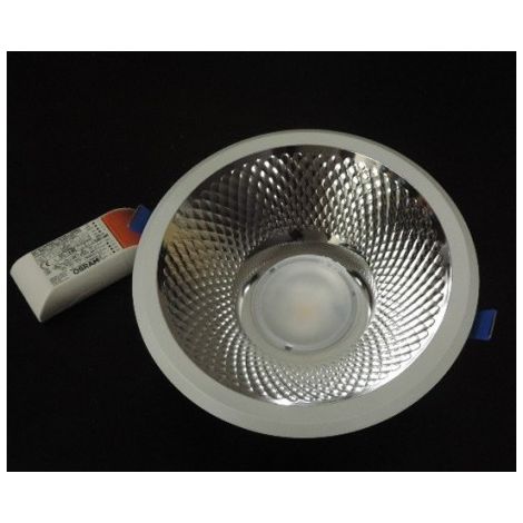 Plafonnier encastré LED 19.5W Ø 233mm 4000K 2200lm driver 230V réflecteur blanc brillant IK07 IP44 CIRCUS V2 DIETAL Q22006 (1/2)