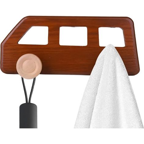 Porte-manteau mural en bois – Organisateur de crochets d'entrée pour accrocher des articles Planche en bois massif avec crochets en métal, étagère de rangement murale peu encombrante pour manteaux (1/5)