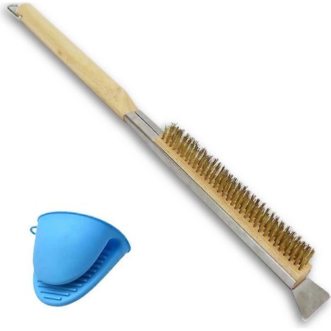 Ensemble brosse à pizza à manche long et pince à main amovible pour la cuisson --- (1/5)