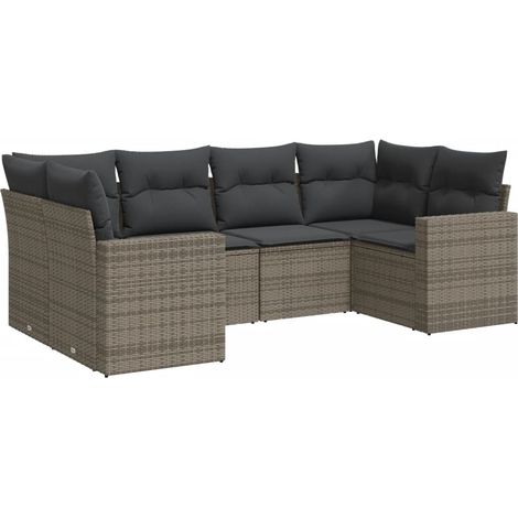 Maison Exclusive - 6-tlg. Garten-Sofagarnitur mit Kissen Grau Pol