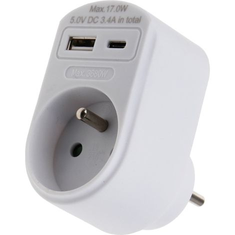 Universeel - adaptador con cargador 1x usb a + 1x usb c - 105234 - 5404001052344