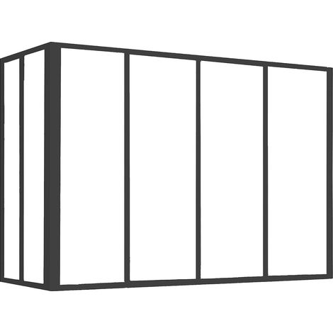 Verrière d'angle atelier en aluminium thermolaqué - L120 x L60 x H130 cm - Noir - BAYVIEW