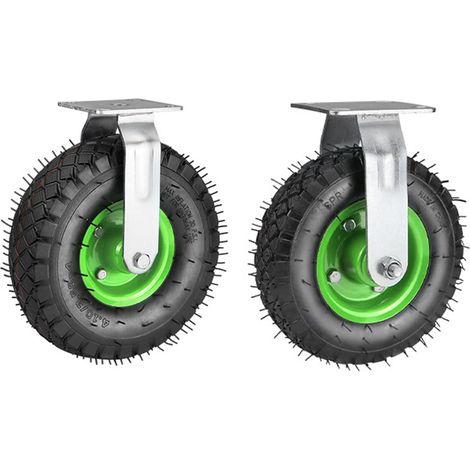 Roulette Charge Lourde 215mm,Roulettes Pivotantes 250 x 90 mm,Roues Pneumatiques Silencieuses Sur Jantes En Acier Avec Absorption,Con Aux Chariots Et Aux Transporteurs(2 Roulettes Fixes) (1/5)