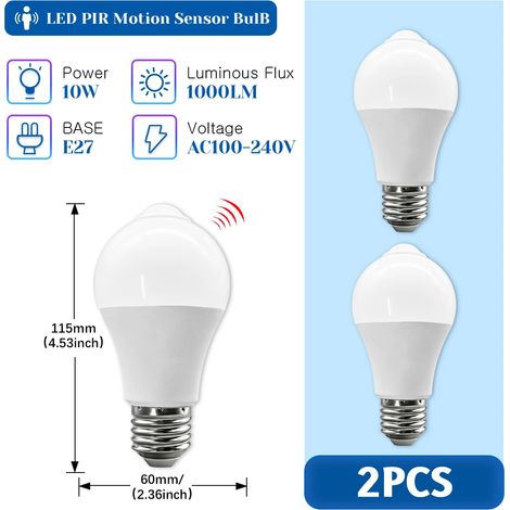 (2 ampoules, blanc chaud 3000K) Ampoules LED à détecteur de mouvement PIR, adaptées aux couloirs et aux portes de la maison. (1/5)