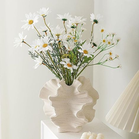 Beige Vase en résine, Vase Moderne pour Décoration Nordique Vases à Fleurs Bohème Esthétique pour la Maison, Le Salon, Le Bureau, la Ferme, la Table Basse (1/5)