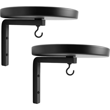 Sollbry Lot de 2 supports pour plantes-En métal-22cm,Étagère murale noire avec crochet pour plantes d'intérieur suspendue pour balcon,salon,bureau (1/5)