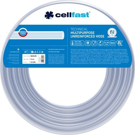 Tuyau technique non renforcé pour usage général 6,0 × 1,5 mm 5 m CellFast