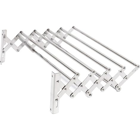 Porte-vêtements, Acier Inoxydable, Design Pliable et Rétractable, Argent (1/2)