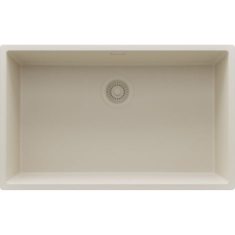 PRIMAGRAN Evier Sous Plan 76x47cm,Evier en Granit 1 bac + Kit de Vidage, Évier au meuble 80cm - London, Beige