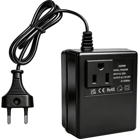 200-W-Spannungswandler/Transformator EU auf US 220 V auf 110 V  Reisesteckeradapter Japan-Adapter für Kanada, USA Kleingeräte (1/5)