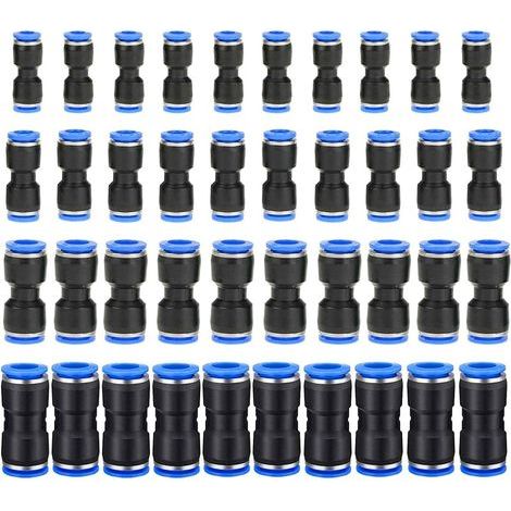 40Pcs Connecteur Droit Pneumatique, Raccord Rapide Air Push à Poussoir, Tuyau de Ligne d'Air en Plastique, OD 6/8/10/12mm (1/4)