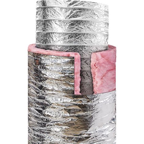 Tube flexible isolé 101,6 mm, 7,62 m, avec 2 colliers, triple protection, R-6,0, pour ventilation et extraction. (1/5)