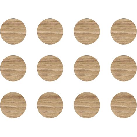 12x Cache vis adhésif autocollant diamètre 40mm protection bouchon trou obturateur meuble table chaise maison, Chêne sauvage