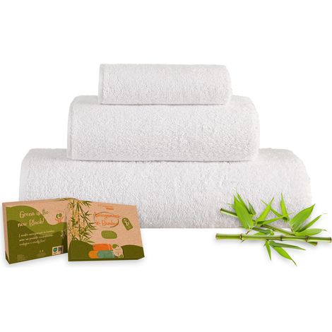 Set 3 Pezzi Asciugamani In Bambù Bagno Salvietta Viso Telo Doccia Asciugamano Pregiati Super Assorbenti Salviette Teli Asciugamano Ospite 450 Gr Bamboo Lusso Elegante Confezione Idea Regalo BambuBian