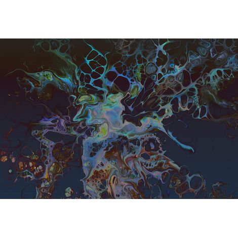 Papier peint panoramique tendance pour chambre Tapisserie panoramique bleu, vert & noir pour salon Papiers peints panoramique original tâche de couleur (1/2)