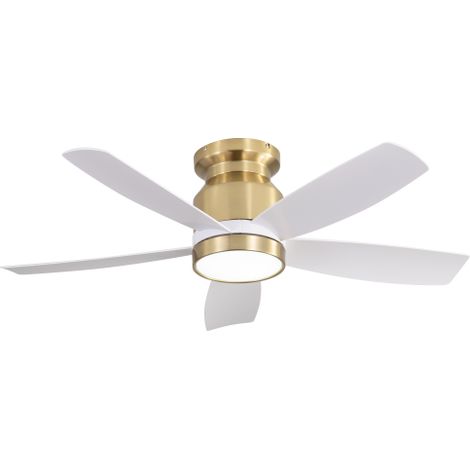 Ventilatore da soffitto piatto da 42 pollici con motore a corrente continua reversibile, 5 pale bianche in ABS, timer (1/4/8 h), 6 velocità regolabili
