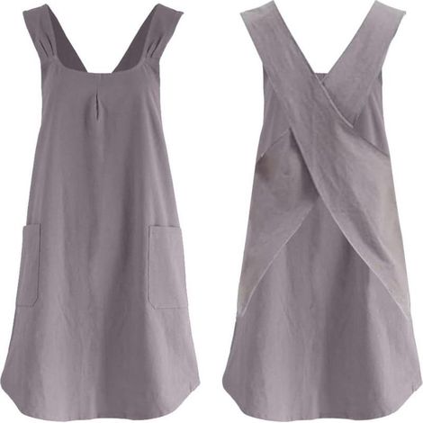 1 tablier croisé dans le dos, coton 60 %, 2 poches latérales, style japonais, protection genoux, usage cuisine jardinage (1/5)
