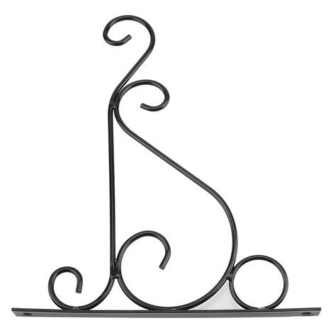 Support mural en fer pour plantes, crochet floral suspendu pour décoration intérieure et jardin 30x21cm (Noir) (1/5)