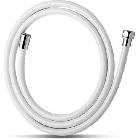 Flexible de Douche 2m,Avec protection Anti-Torsion,PVC Tuyau de Douche,Haute pression de remplacement Tuyau de Douche,Pour robinetterie de salle de bains,Blanc (1/5)