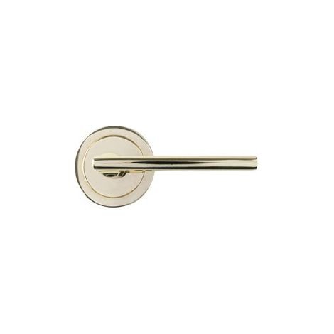 Manilla recta con roseta de Ø65mm fabricada en aluminio color latón brillante (incluye tornillería)