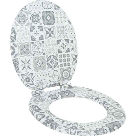 Soft-Close Toilet Seat Blue and White Porcelain 44 x 38 cm vidaXL