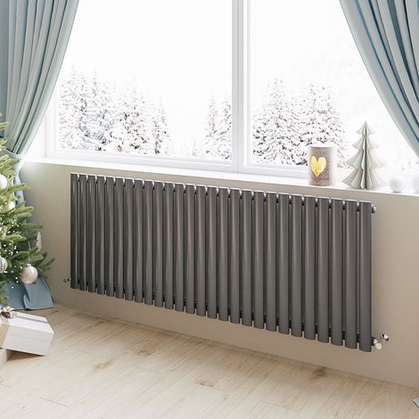 Acezanble Horizontal Oval Column Radiator Central Heating Rad 600x1593mm Single Anthracite (1/5)