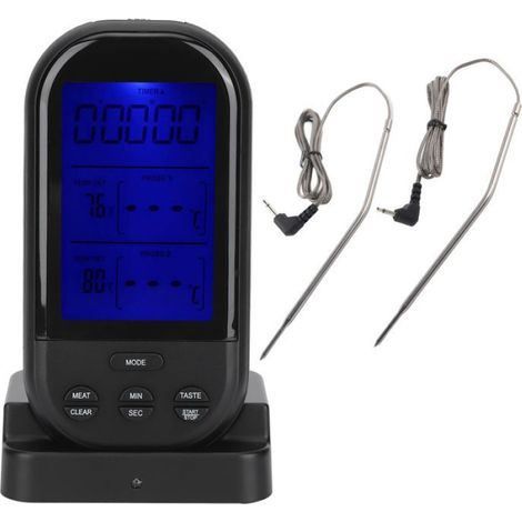 Thermomètre Alimentaire - Double Sonde Sans Fil - Pour Cuisine Barbecue Gril - 0 ℃ À 50 ℃ - 2 Sondes Incluses (1/5)
