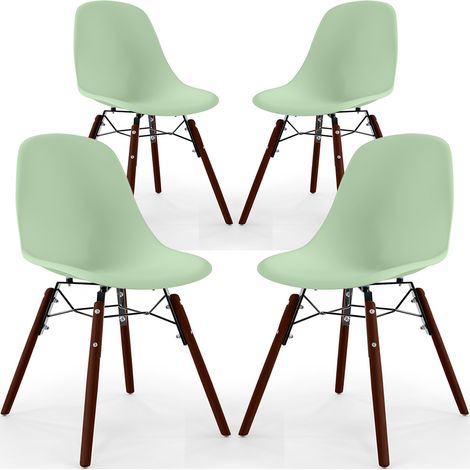 Sedie da Pranzo - Design Scandinavo - Gambe in Legno Scuro - Set di 4 - Skögur Pastel green