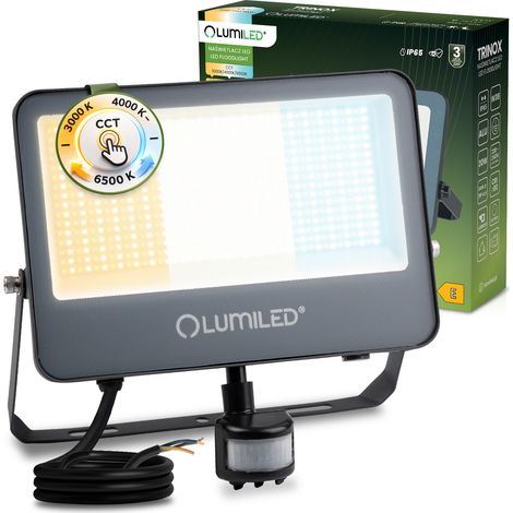 Projecteur LED Trinox 100 W 11 000 lm CCT IP65 Gris avec détecteur de mouvement et de luminosité Lumiled (1/5)